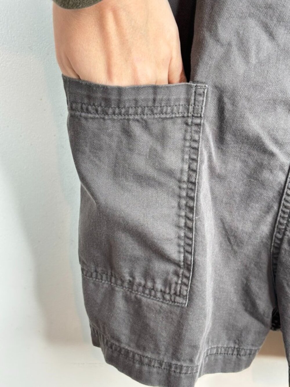 Aerie Canvas Shortalls M Washed Black Charcoal Romper Short Overalls Garden Boho - Picture 4 of 11